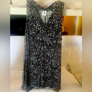 Cabi Black and off white animal print sleeveless top